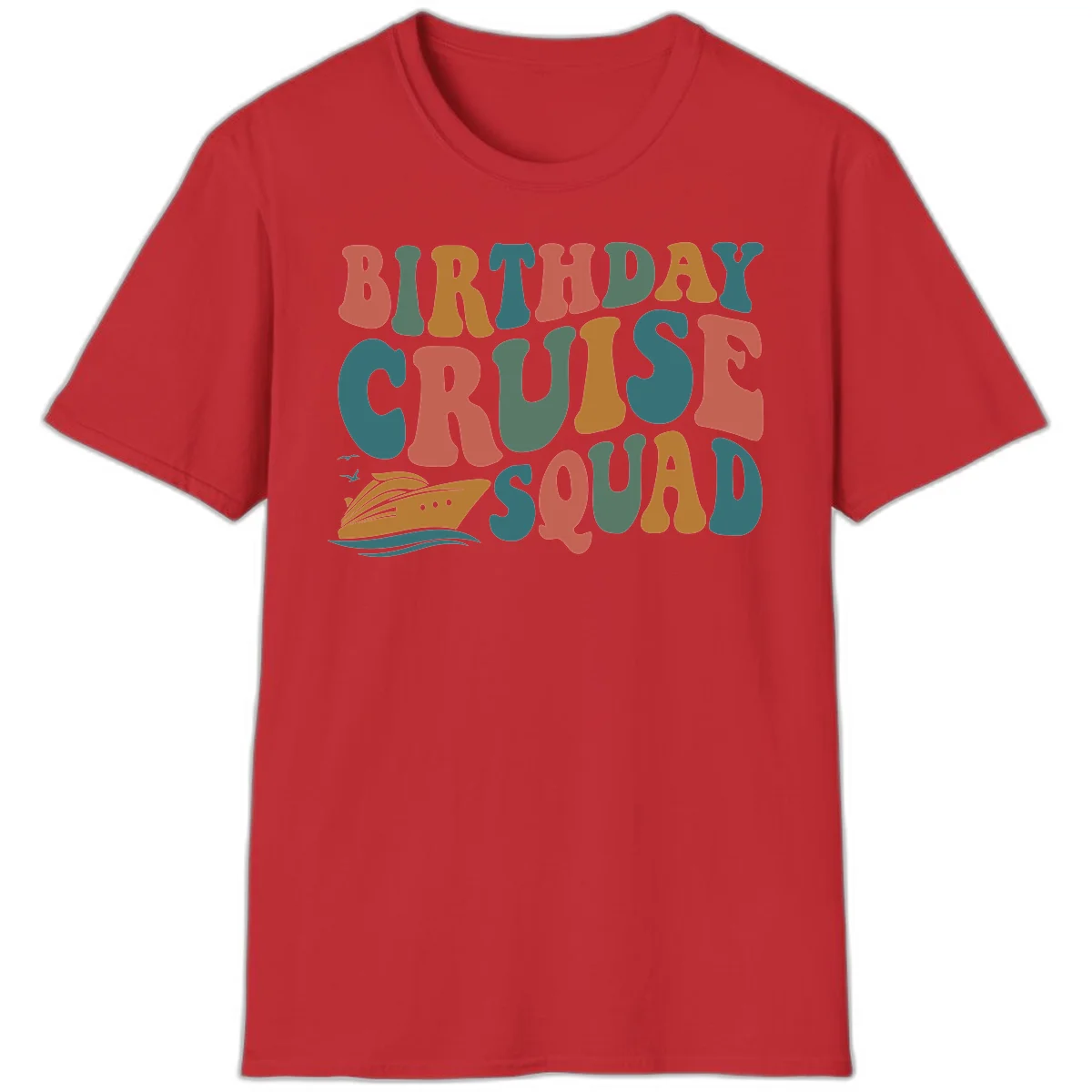 Birthday Cruise Squad T-Shirt in Red