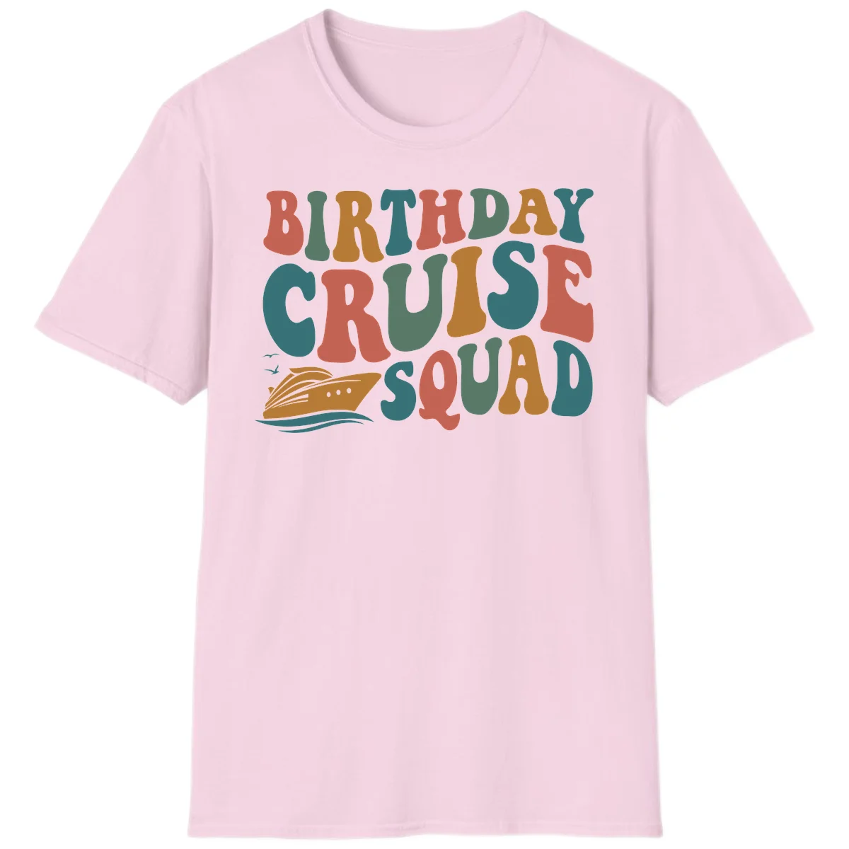 Birthday Cruise Squad T-Shirt in Light Pink