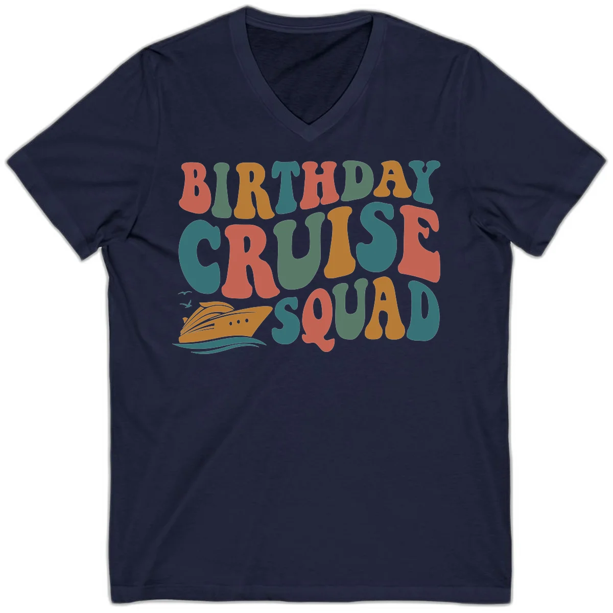 Birthday Cruise Squad V-Neck in Navy