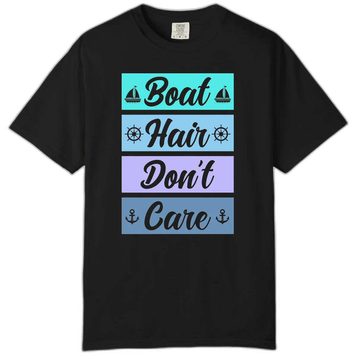 Boat Hair Don't Care Cruise Comfort Color T-Shirt in Black