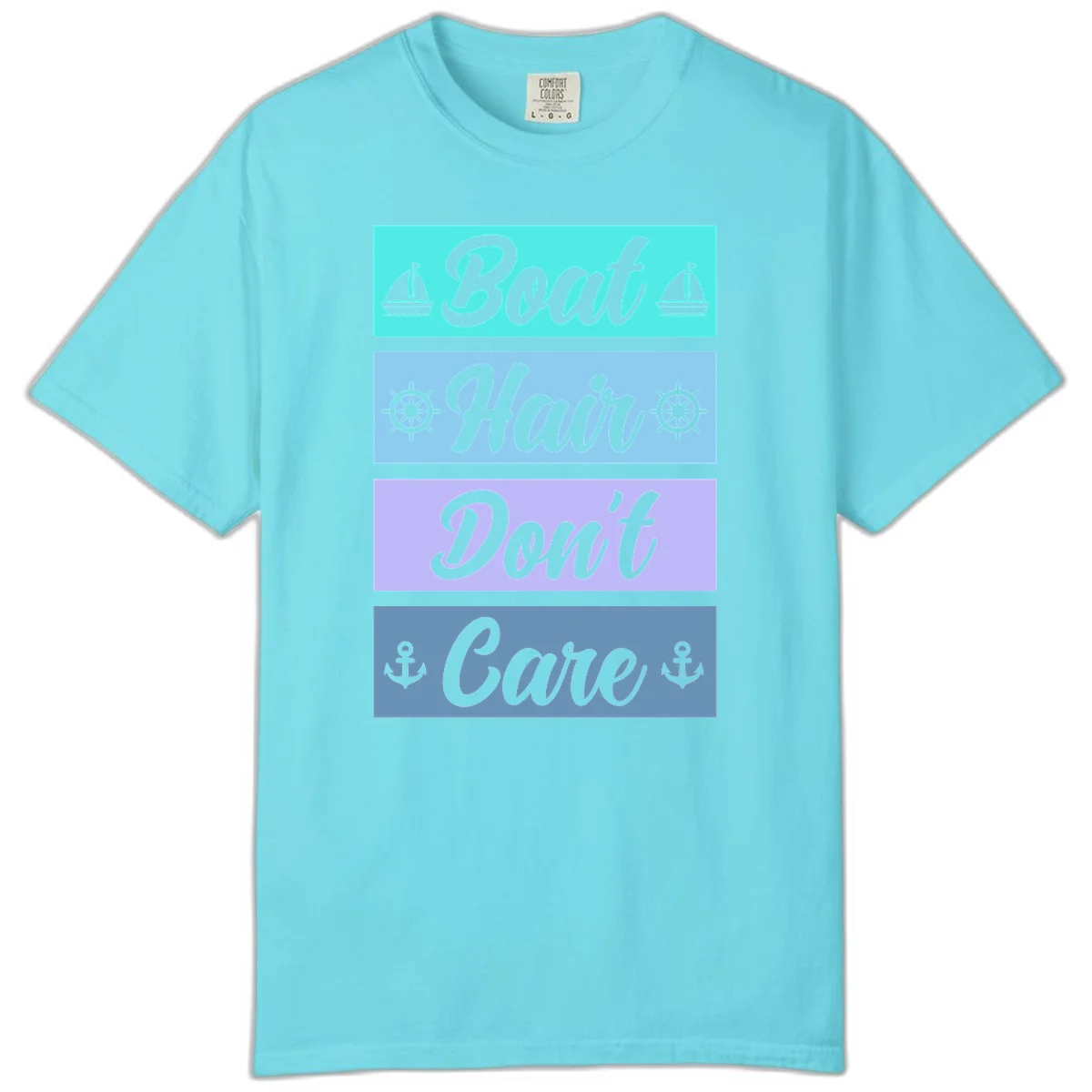 Boat Hair Don't Care Cruise Comfort Color T-Shirt in Lagoon Blue
