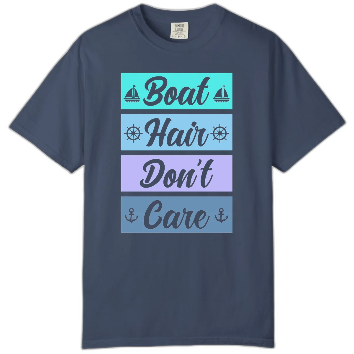 Boat Hair Don't Care Cruise Comfort Color T-Shirt in Midnight