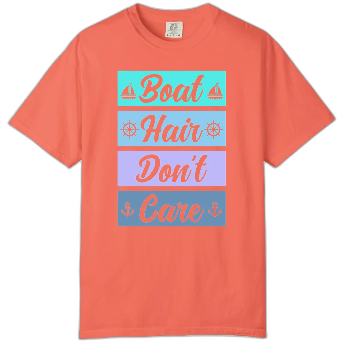 Boat Hair Don't Care Cruise Comfort Color T-Shirt in Bright Salmon