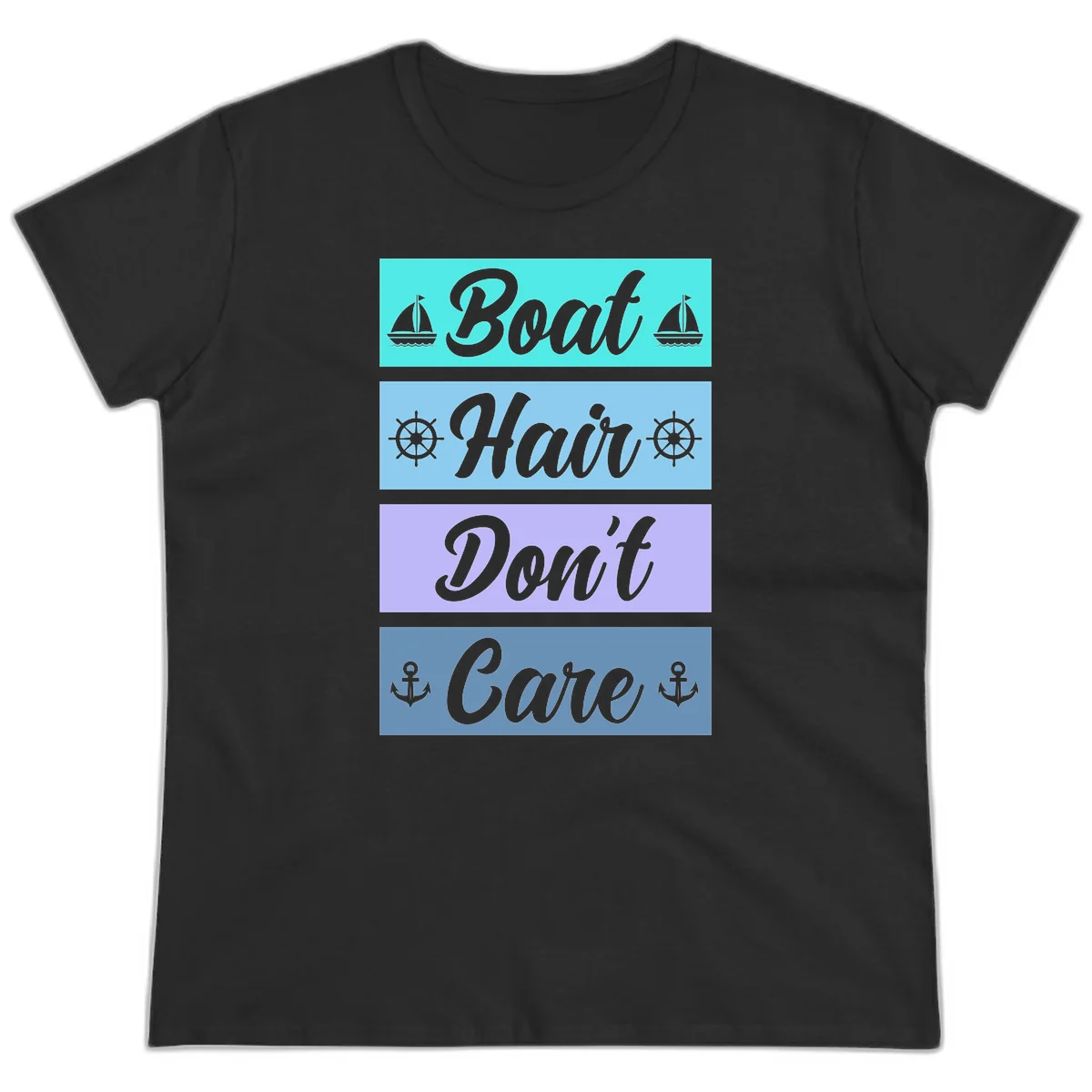 Boat Hair Don't Care Cruise Ladies Tee in Black