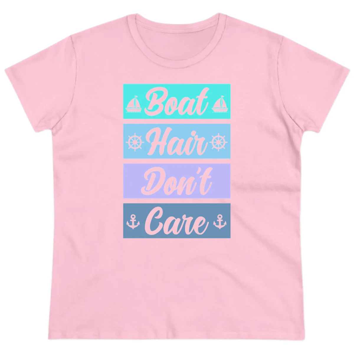 Boat Hair Don't Care Cruise Ladies Tee in Light Pink