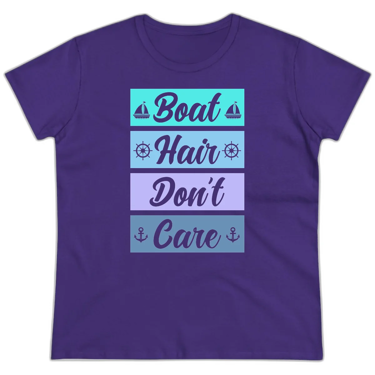 Boat Hair Don't Care Cruise Ladies Tee in Purple