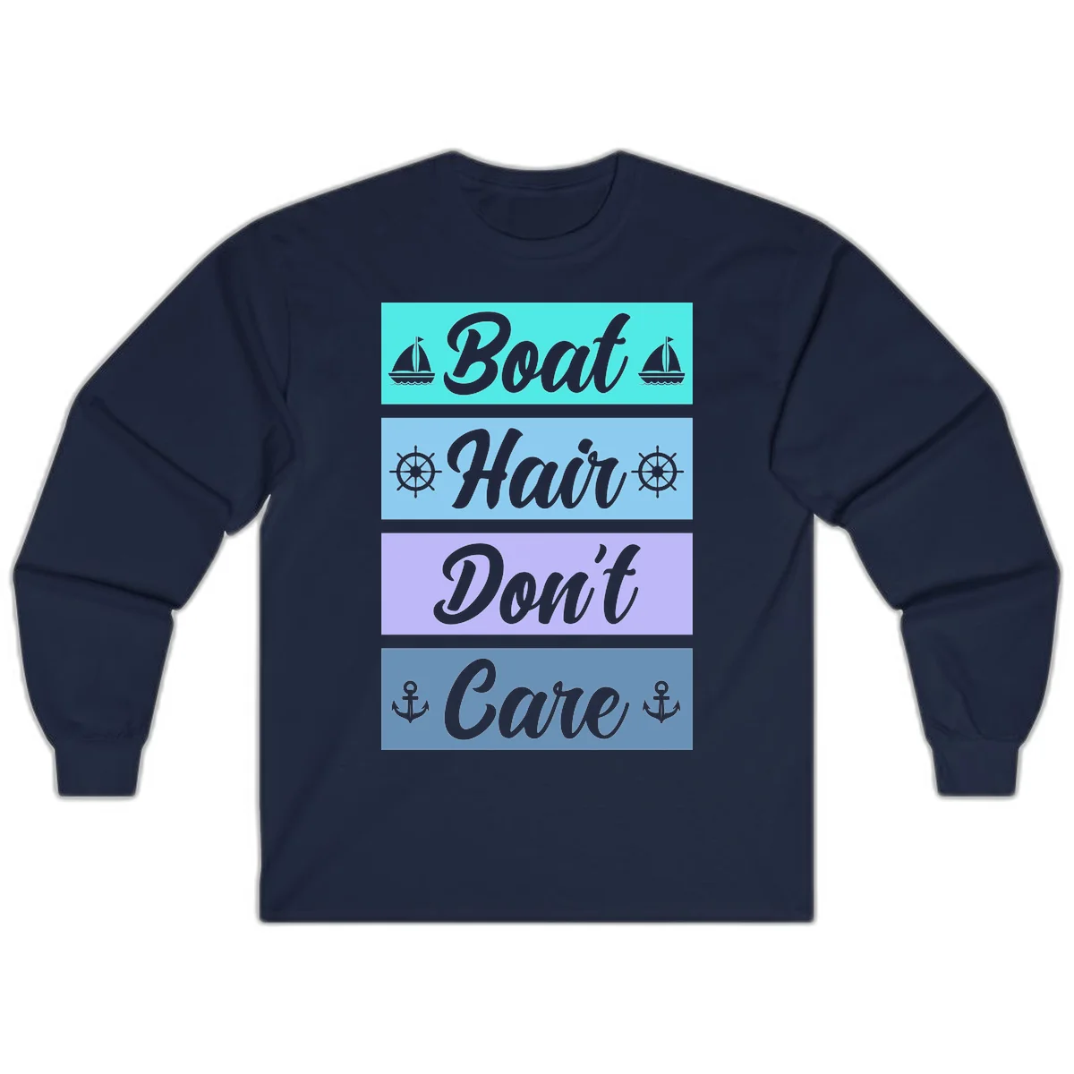 Boat Hair Don't Care Cruise Long Sleeve Tee in Navy