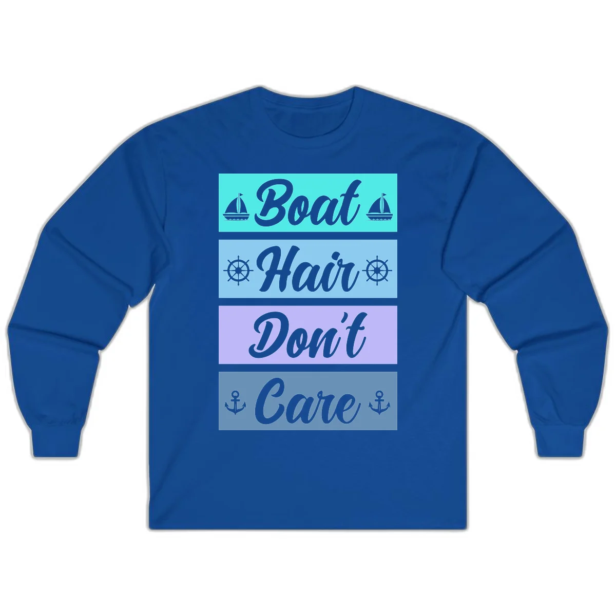 Boat Hair Don't Care Cruise Long Sleeve Tee in Royal