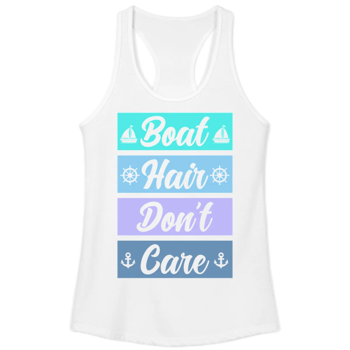 Boat Hair Don't Care Cruise Ladies Tank in White