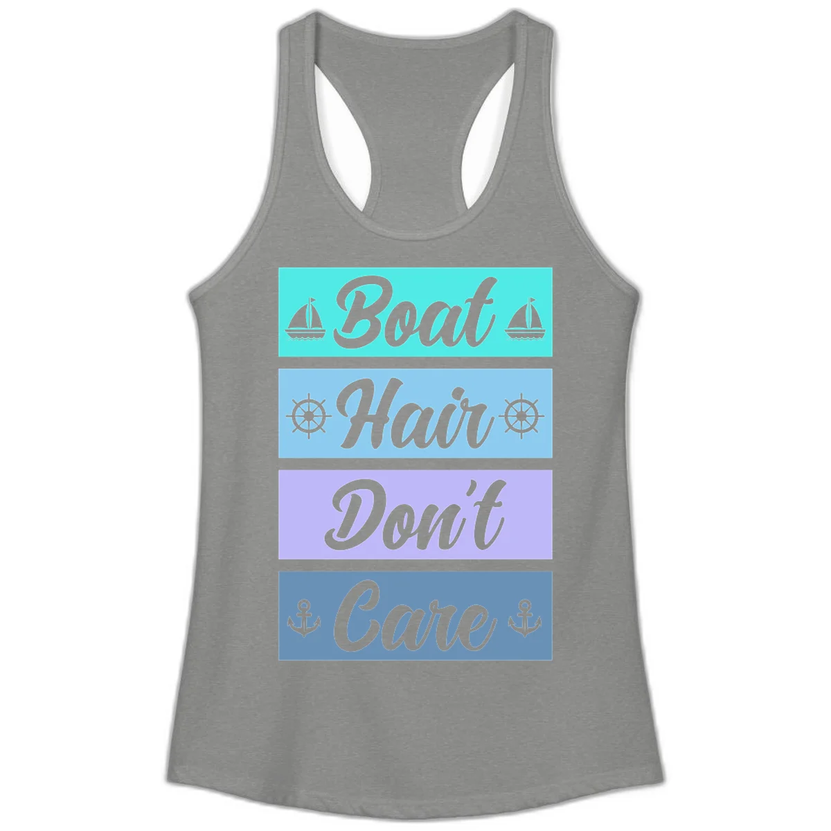 Boat Hair Don't Care Cruise Ladies Tank in Heather Grey
