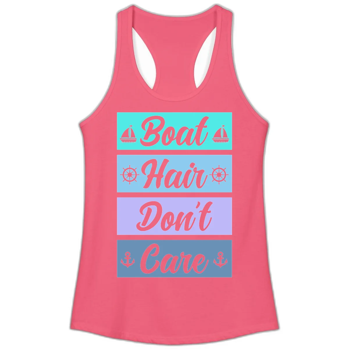 Boat Hair Don't Care Cruise Ladies Tank in Hot Pink