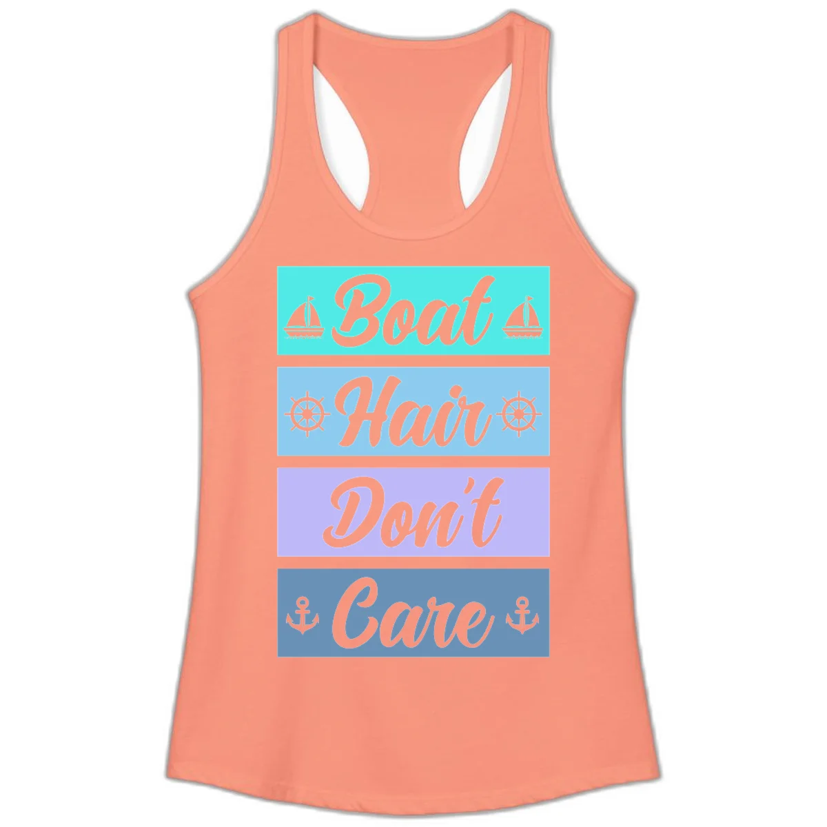 Boat Hair Don't Care Cruise Ladies Tank in Solid Light Orange