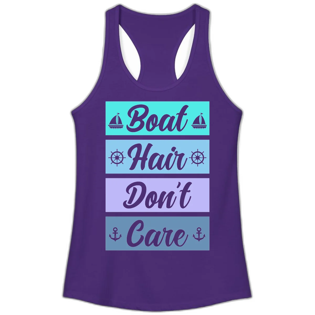 Boat Hair Don't Care Cruise Ladies Tank in Solid Purple Rush