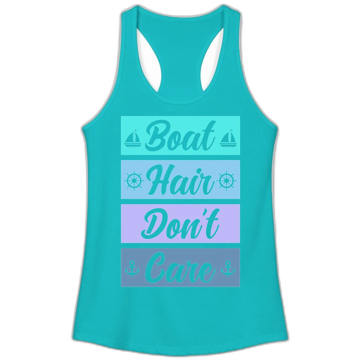 Boat Hair Don't Care Cruise Ladies Tank in Tahiti Blue