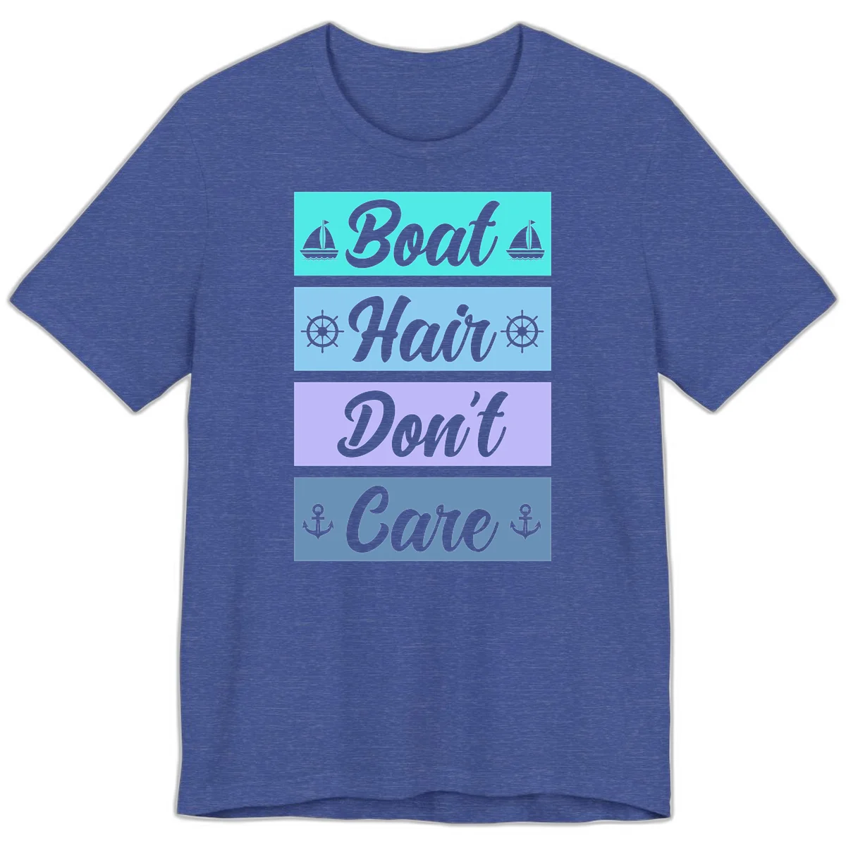 Boat Hair Don't Care Cruise Premium T-Shirt in Heather True Royal