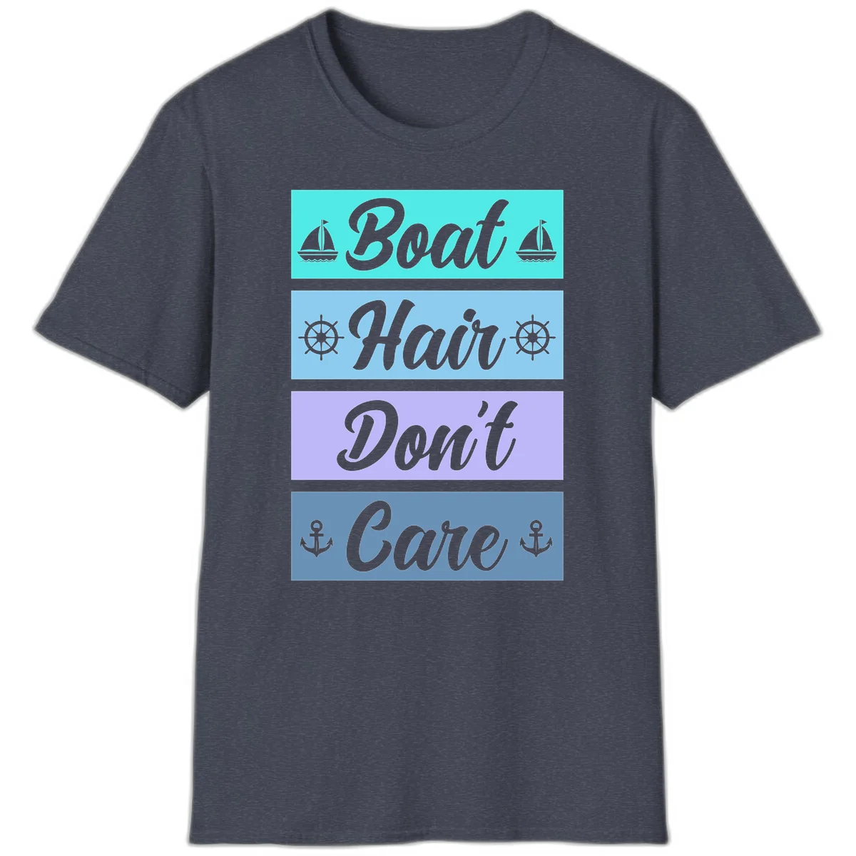 Boat Hair Don't Care Cruise T-Shirt in Heather Navy