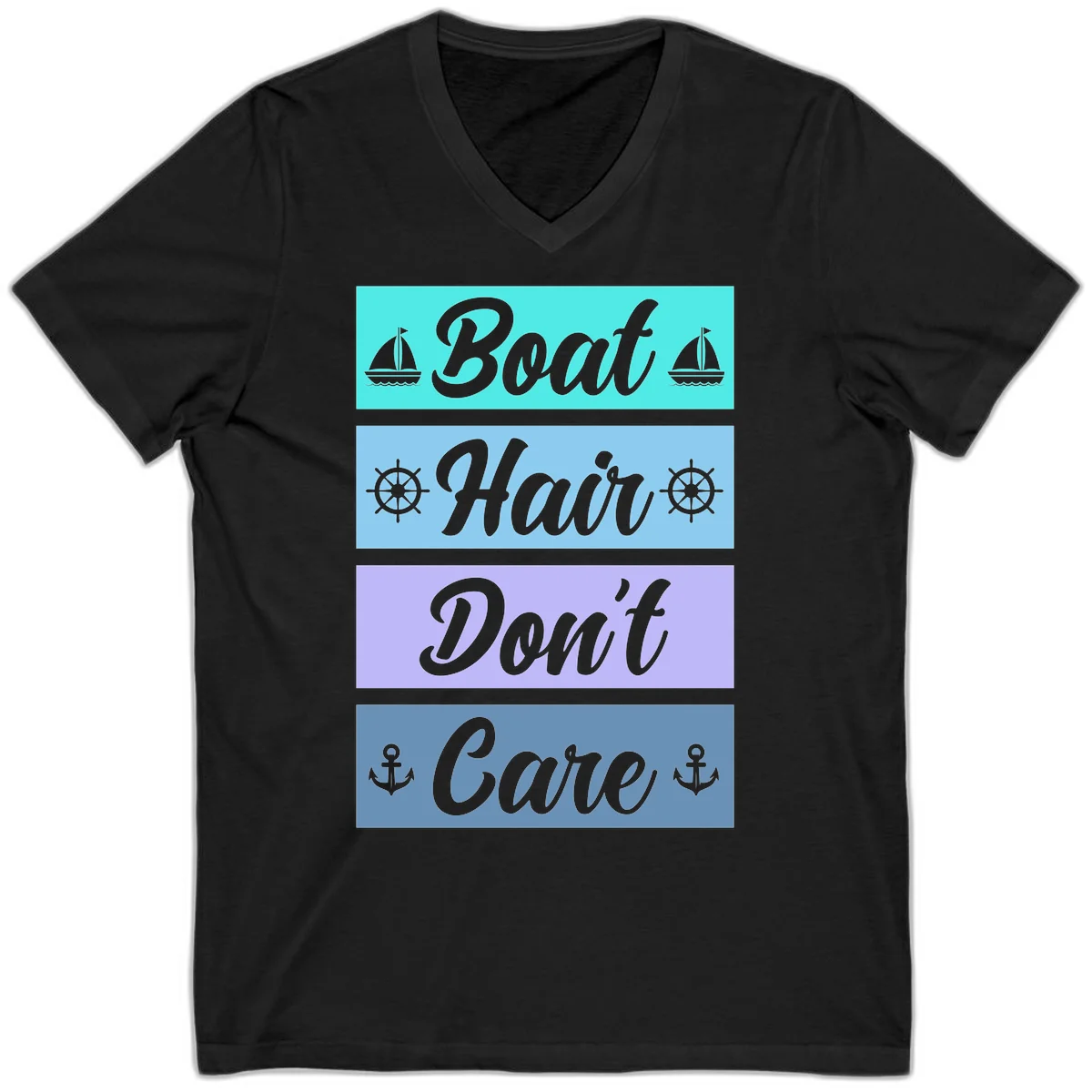 Boat Hair Don't Care Cruise V-Neck Tee in Black
