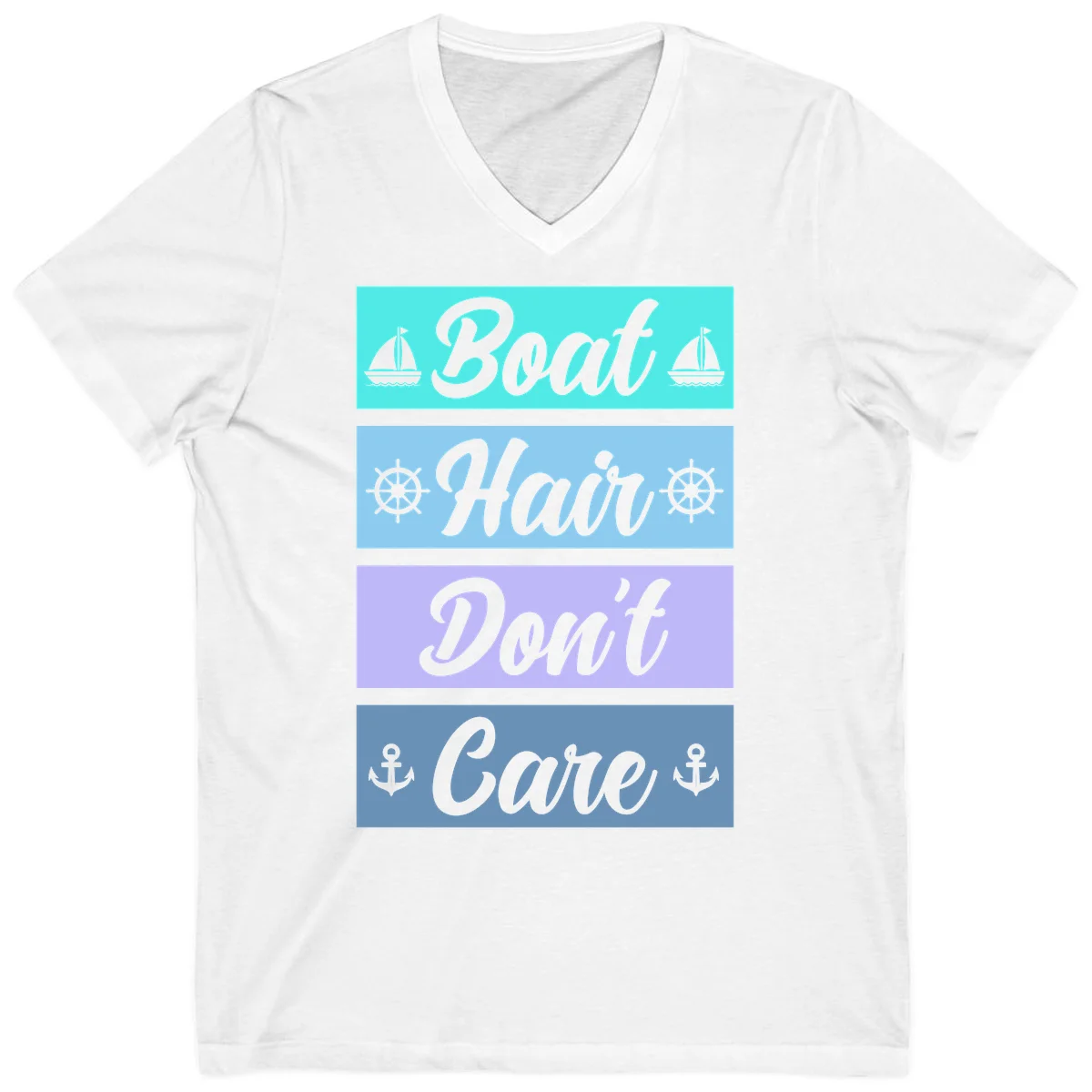 Boat Hair Don't Care Cruise V-Neck Tee in White