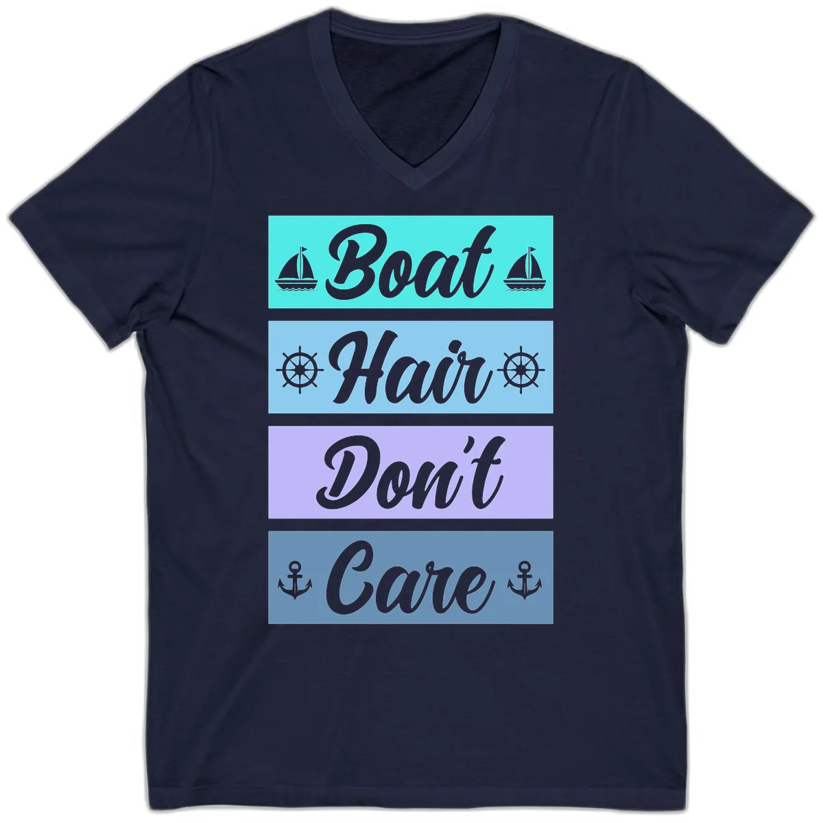 Boat Hair Don't Care Cruise V-Neck Tee in Navy