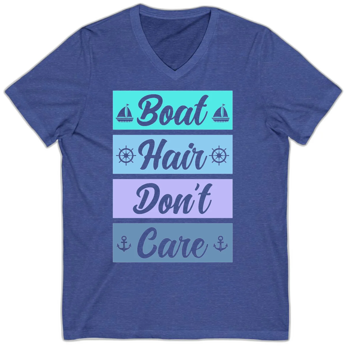 Boat Hair Don't Care Cruise V-Neck Tee in Heather True Royal
