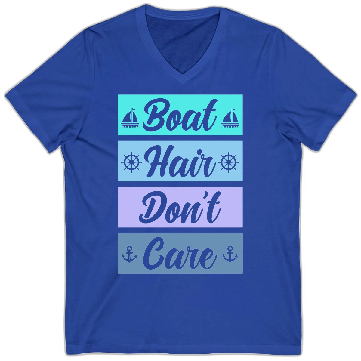 Boat Hair Don't Care Cruise V-Neck Tee in True Royal