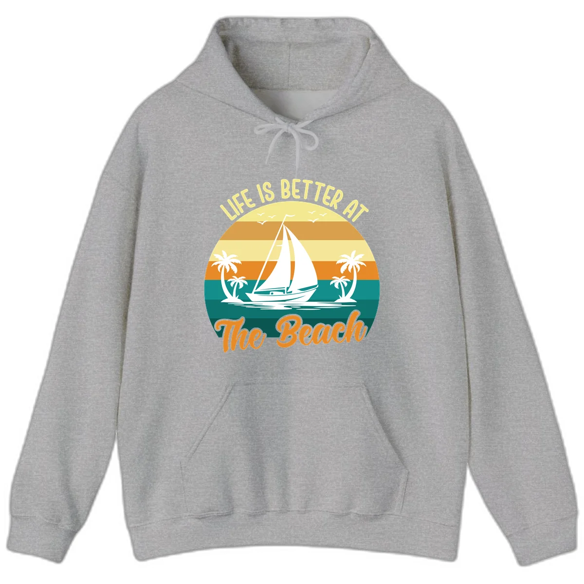 Life Is Better At The Beach Hoodie in Sport Grey