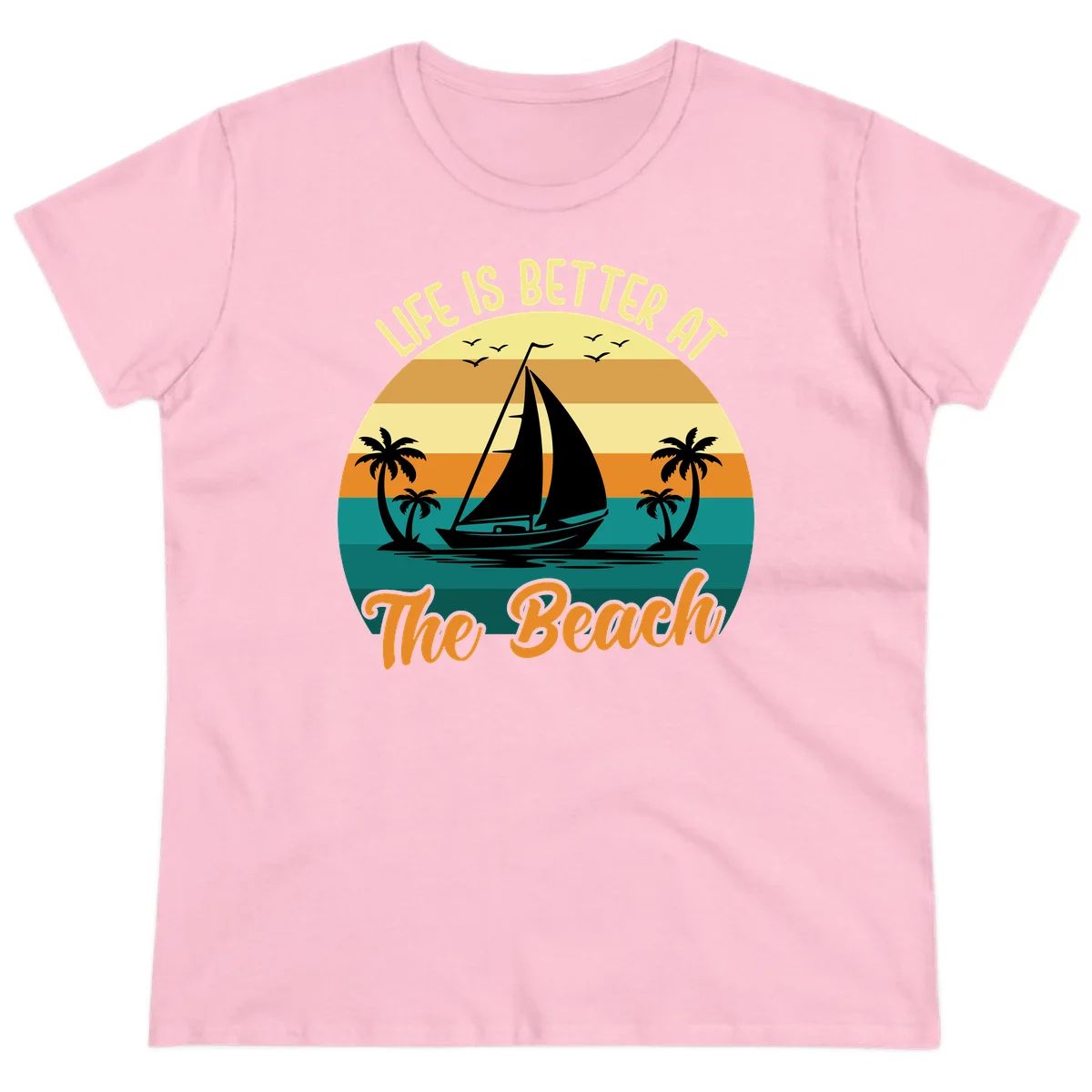 Life Is Better At The Beach Ladies Tee in Light Pink