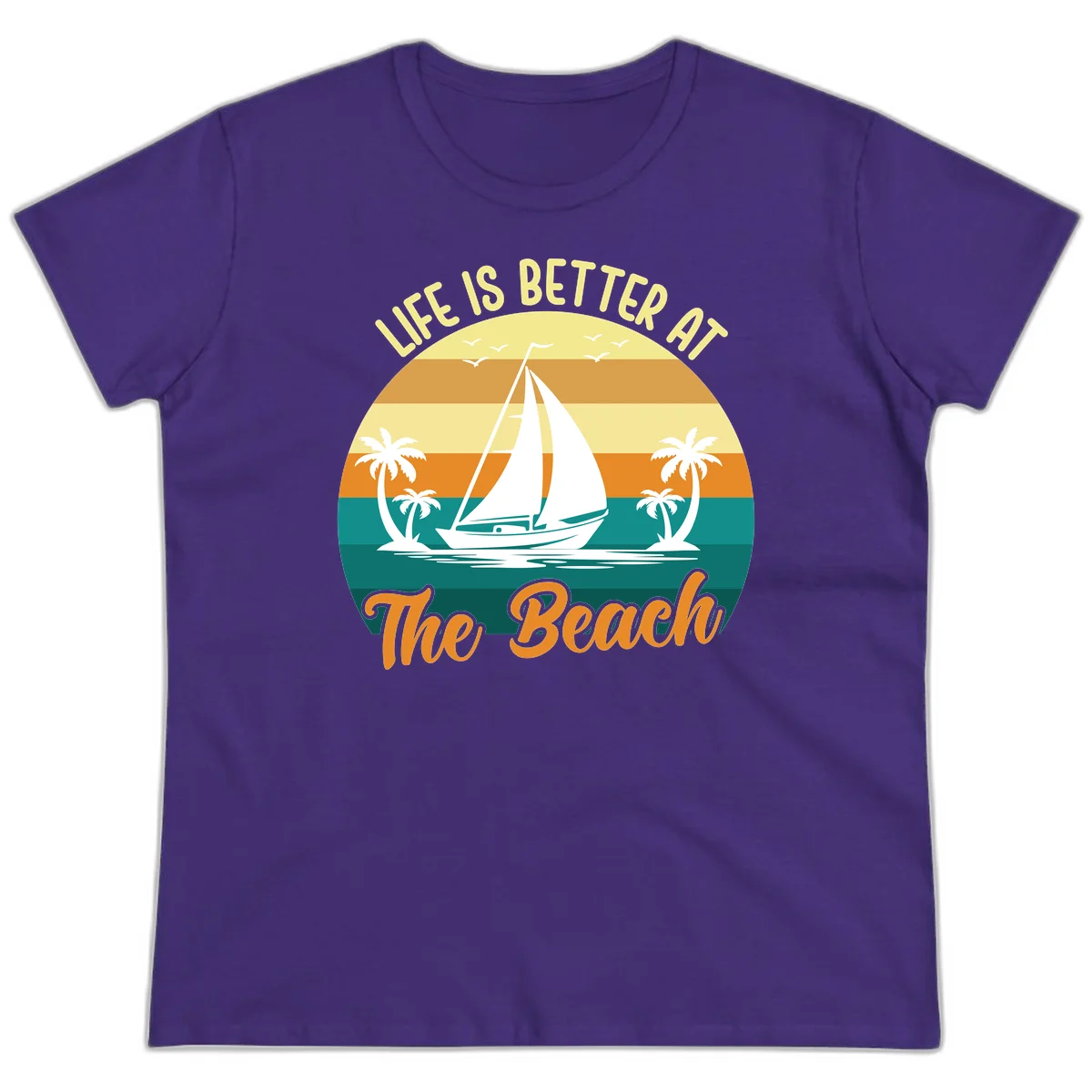 Life Is Better At The Beach Ladies Tee in Purple