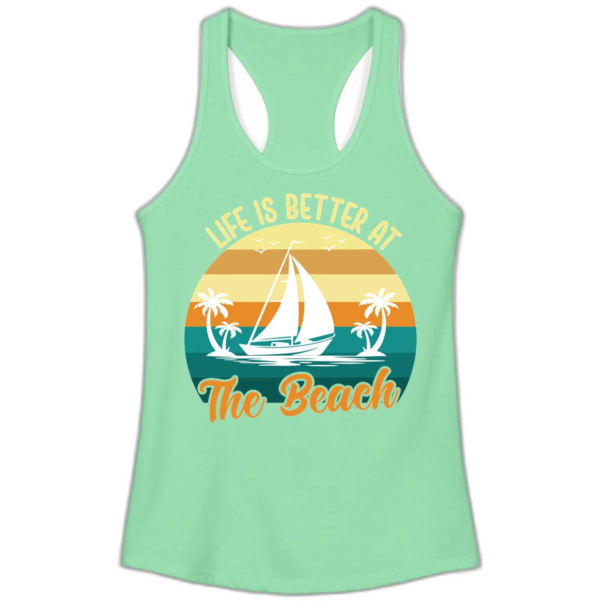 Life Is Better At The Beach Ladies Tank in Solid Mint