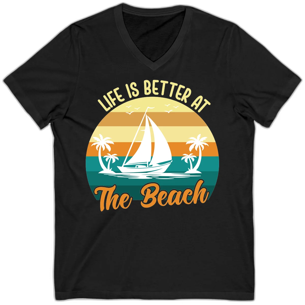 Life Is Better At The Beach V-Neck in Black