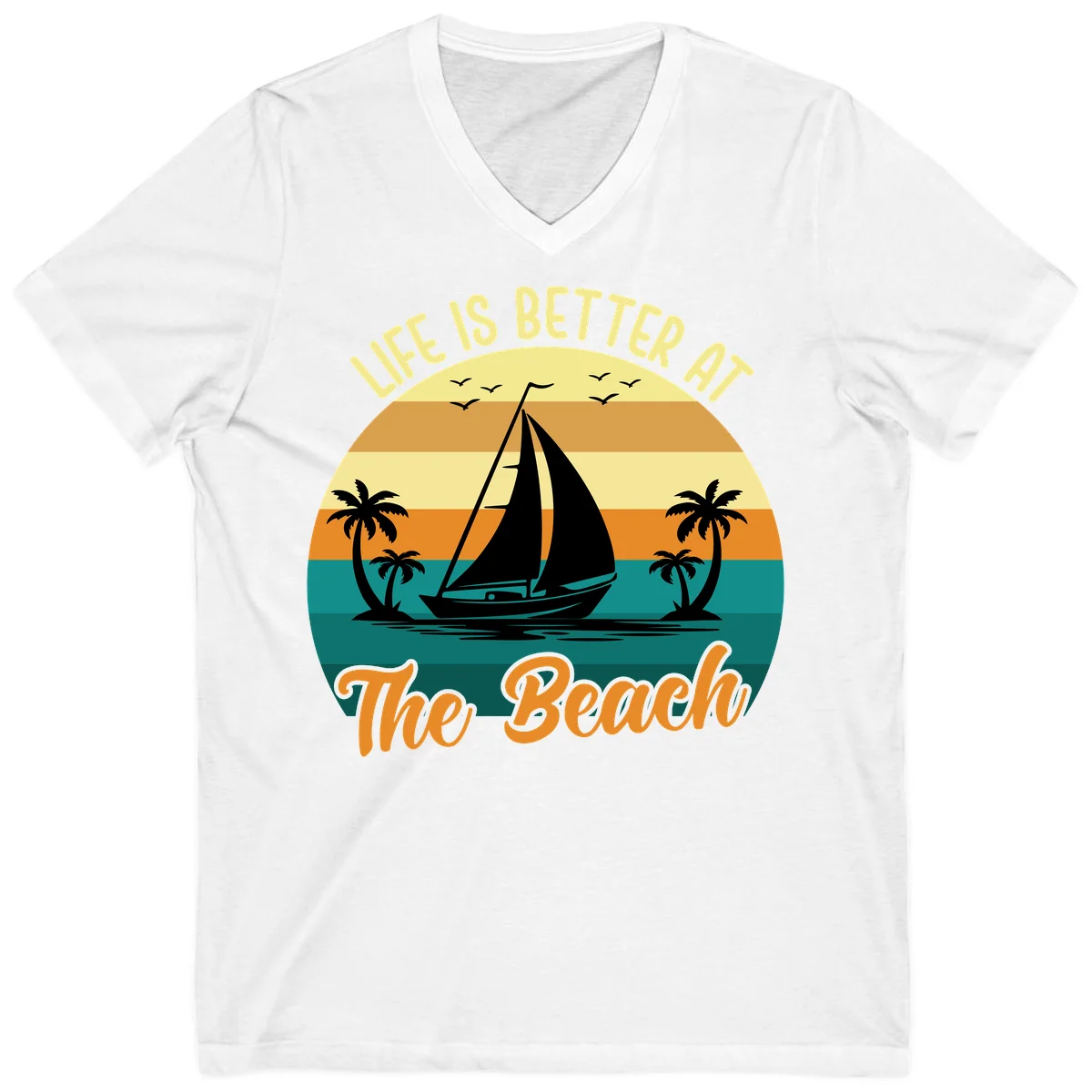 Life Is Better At The Beach V-Neck in White