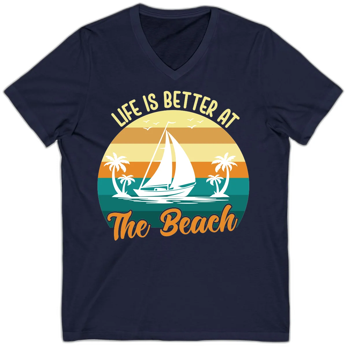Life Is Better At The Beach V-Neck in Navy