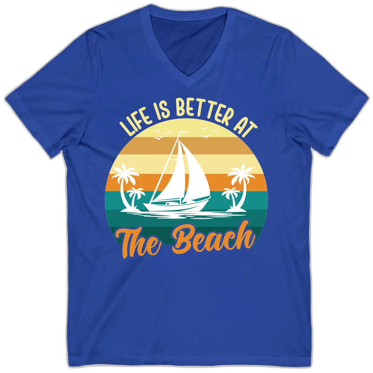 Life Is Better At The Beach V-Neck in True Royal
