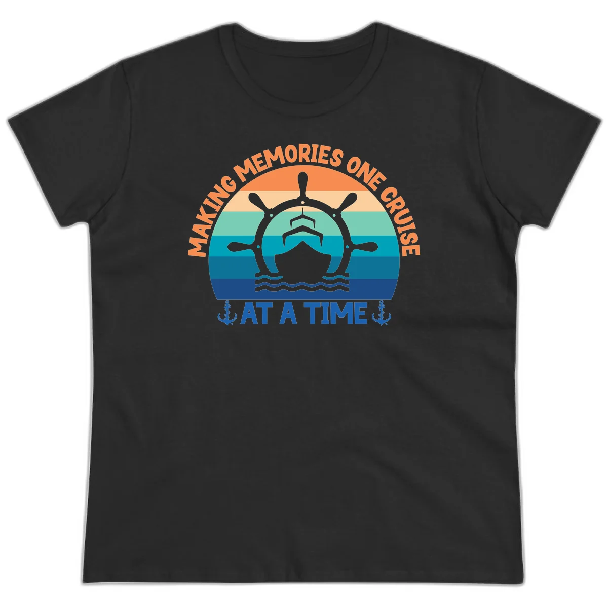 Making Memories One Cruise At A Time Ladies Tee in Black