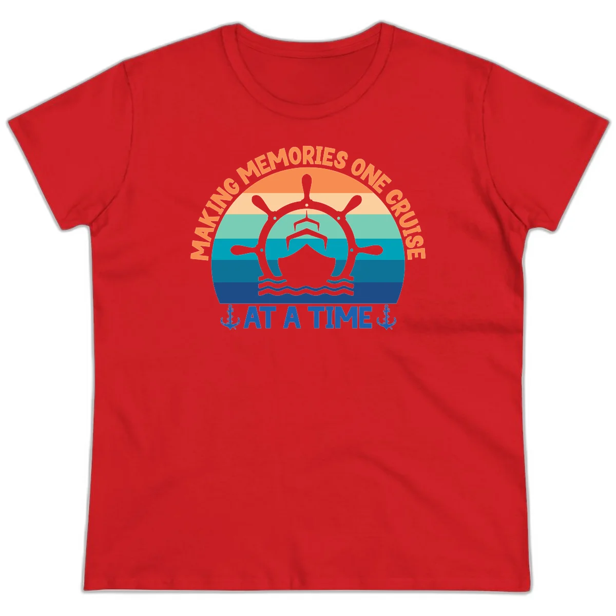 Making Memories One Cruise At A Time Ladies Tee in Red