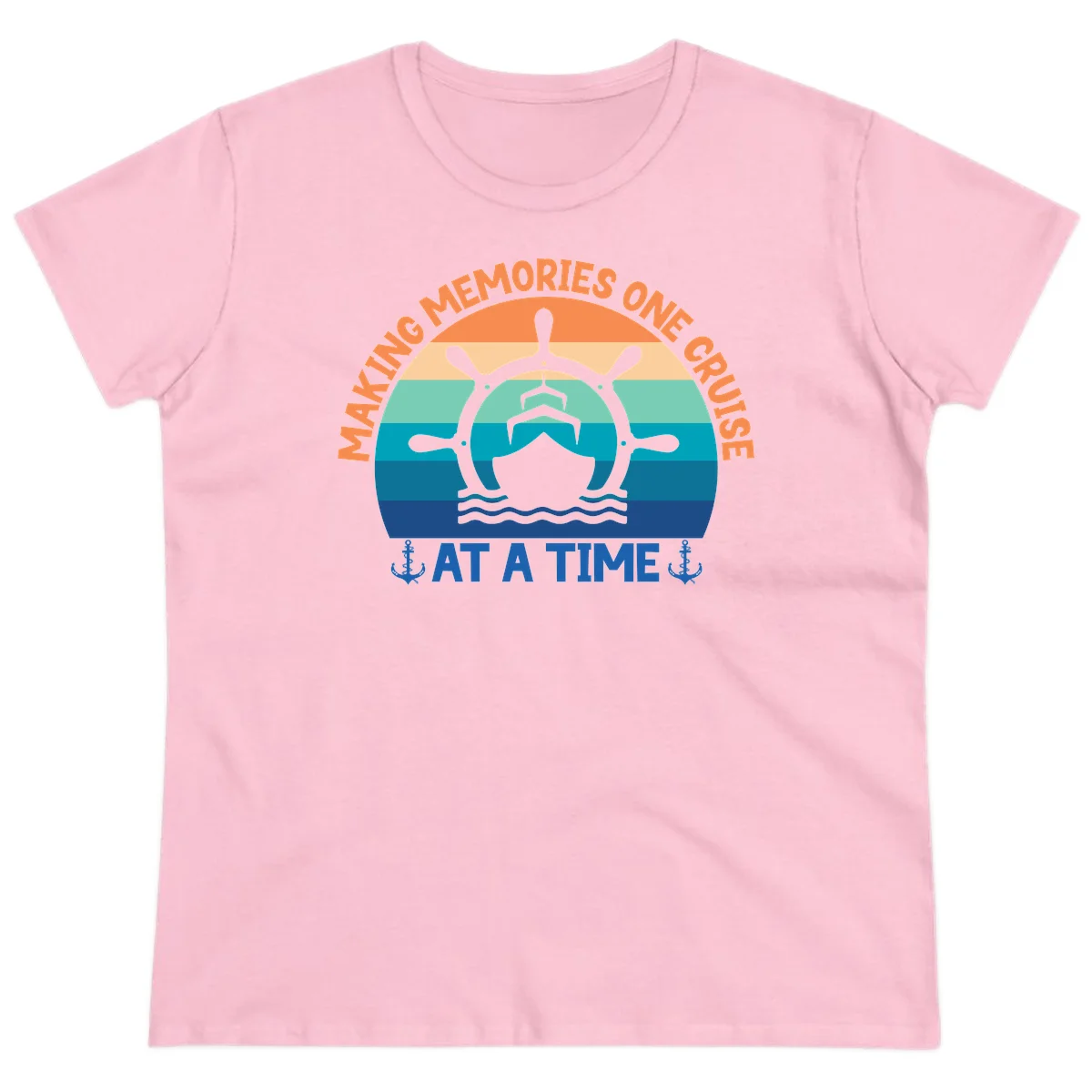 Making Memories One Cruise At A Time Ladies Tee in Light Pink