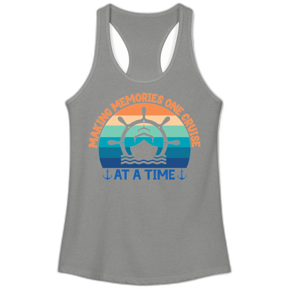 Making Memories One Cruise At A Time Ladies Tank in Heather Grey
