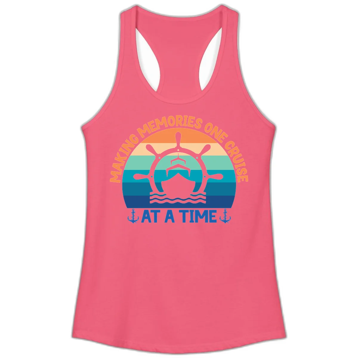 Making Memories One Cruise At A Time Ladies Tank in Hot Pink