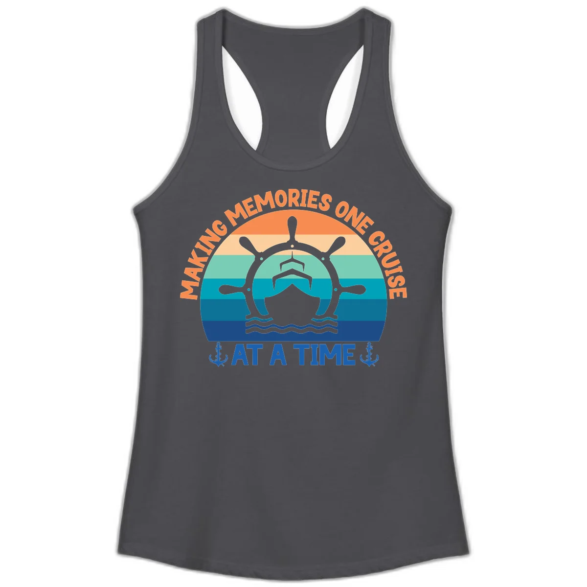 Making Memories One Cruise At A Time Ladies Tank in Solid Dark Gray