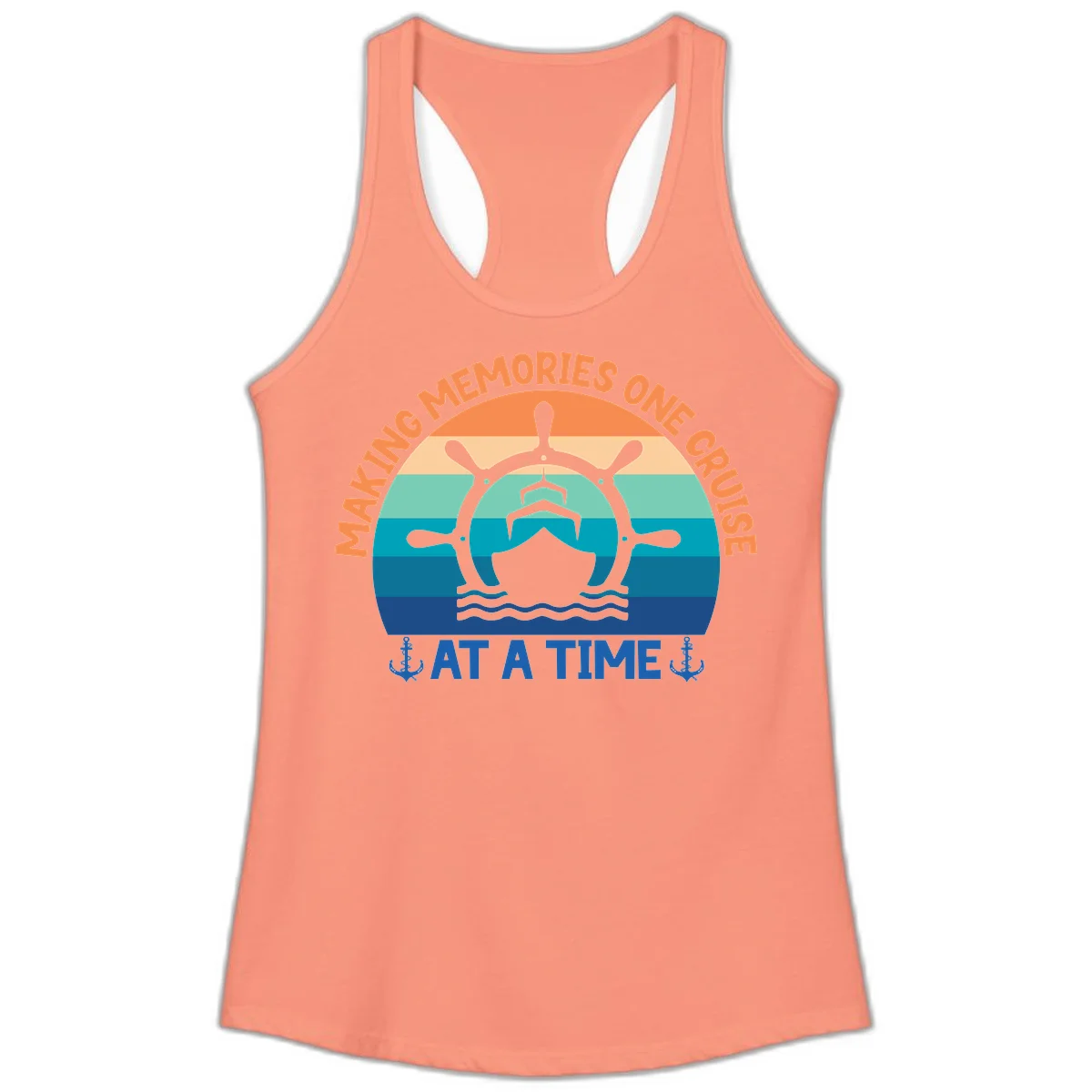 Making Memories One Cruise At A Time Ladies Tank in Solid Light Orange