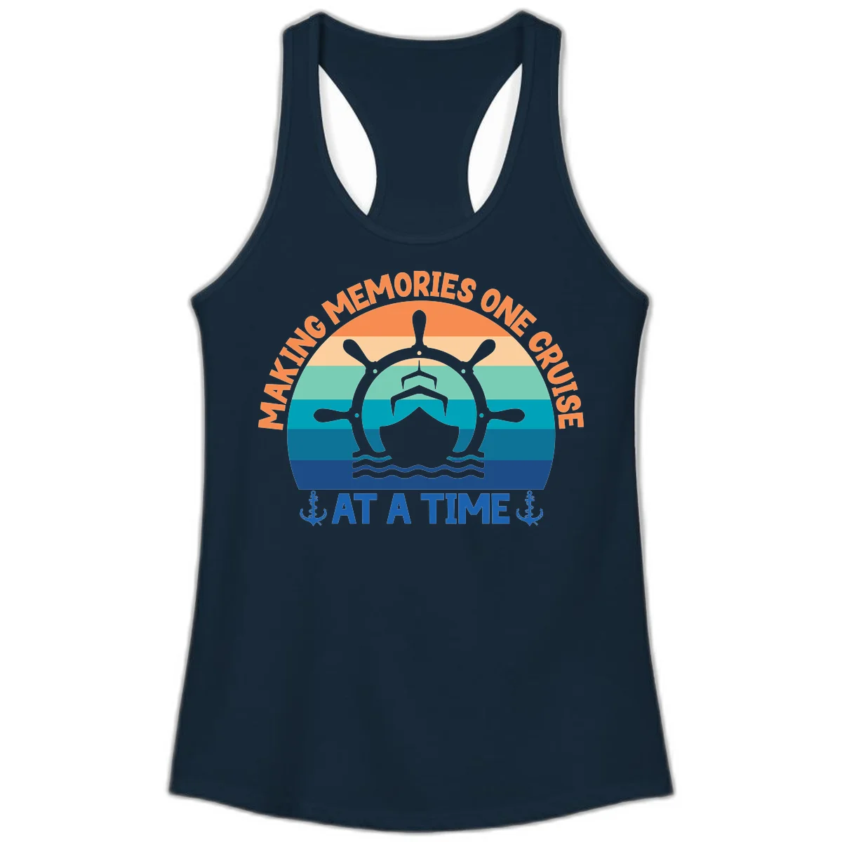 Making Memories One Cruise At A Time Ladies Tank in Solid Midnight Navy