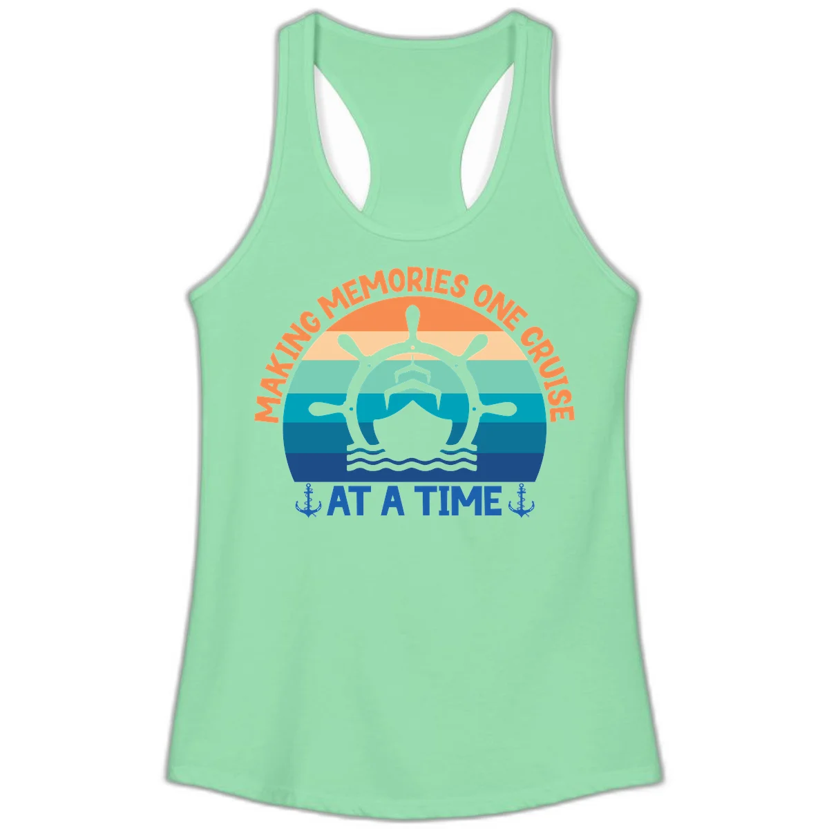 Making Memories One Cruise At A Time Ladies Tank in Solid Mint