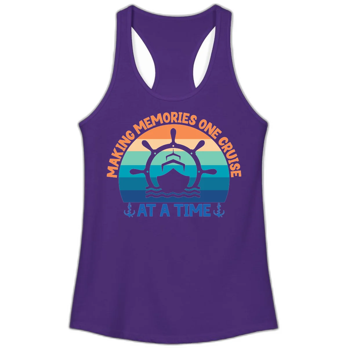 Making Memories One Cruise At A Time Ladies Tank in Solid Purple Rush