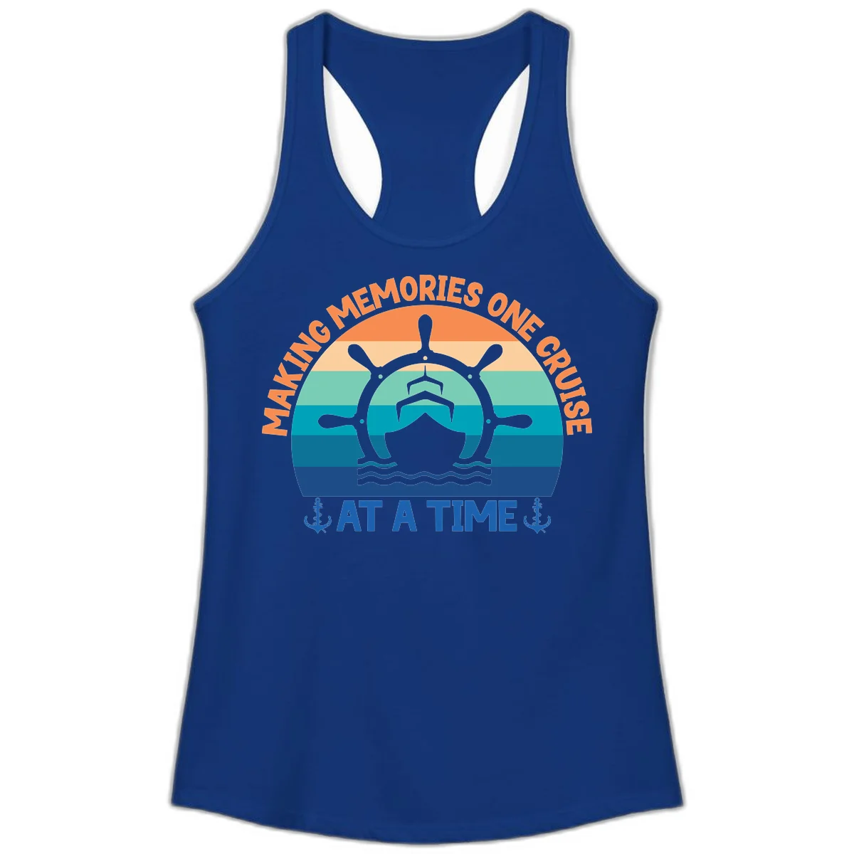 Making Memories One Cruise At A Time Ladies Tank in Solid Royal
