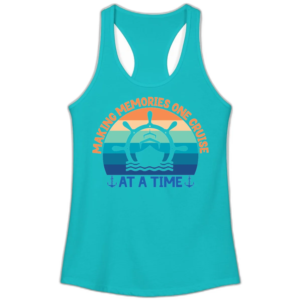 Making Memories One Cruise At A Time Ladies Tank in Tahiti Blue