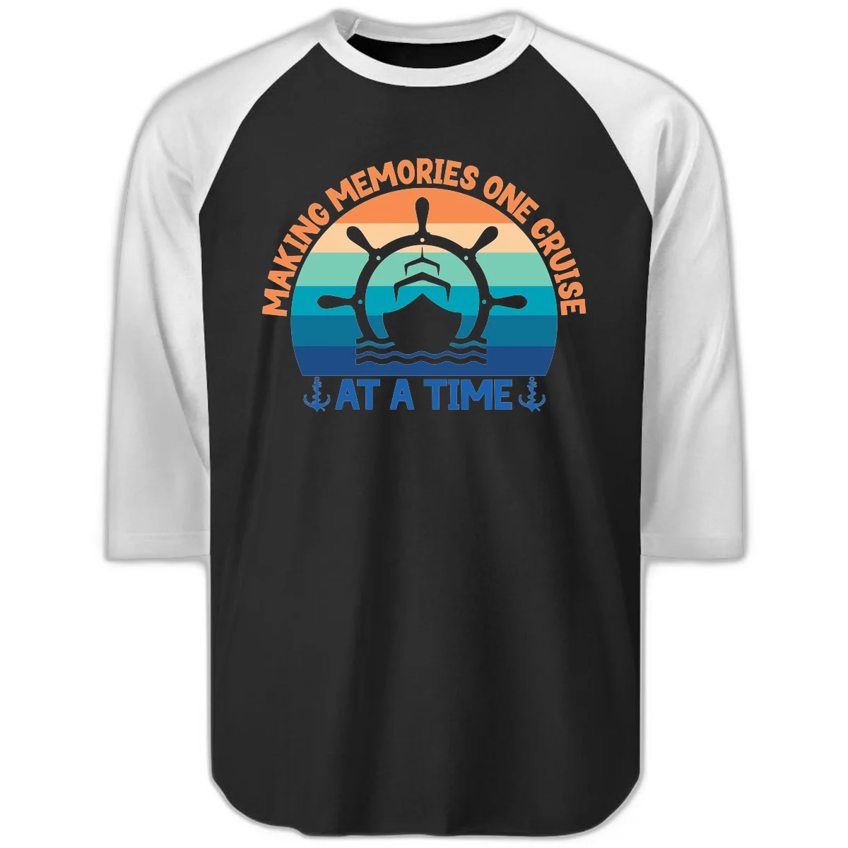 Making Memories One Cruise At A Time Raglan 3/4 in Black White