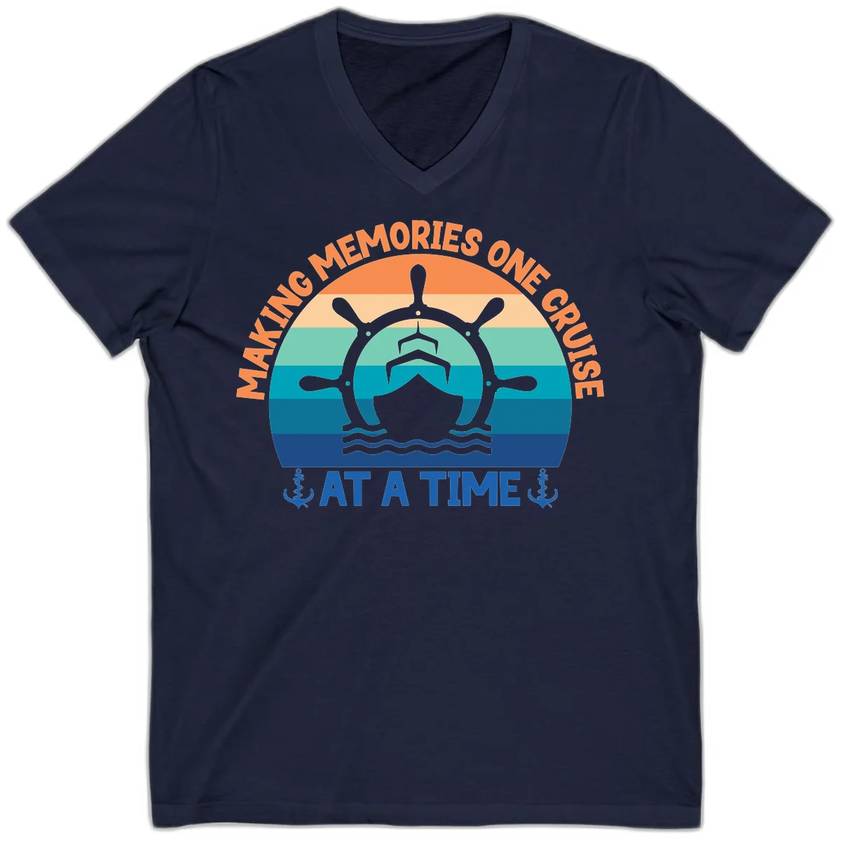 Making Memories One Cruise At A Time V-Neck in Navy