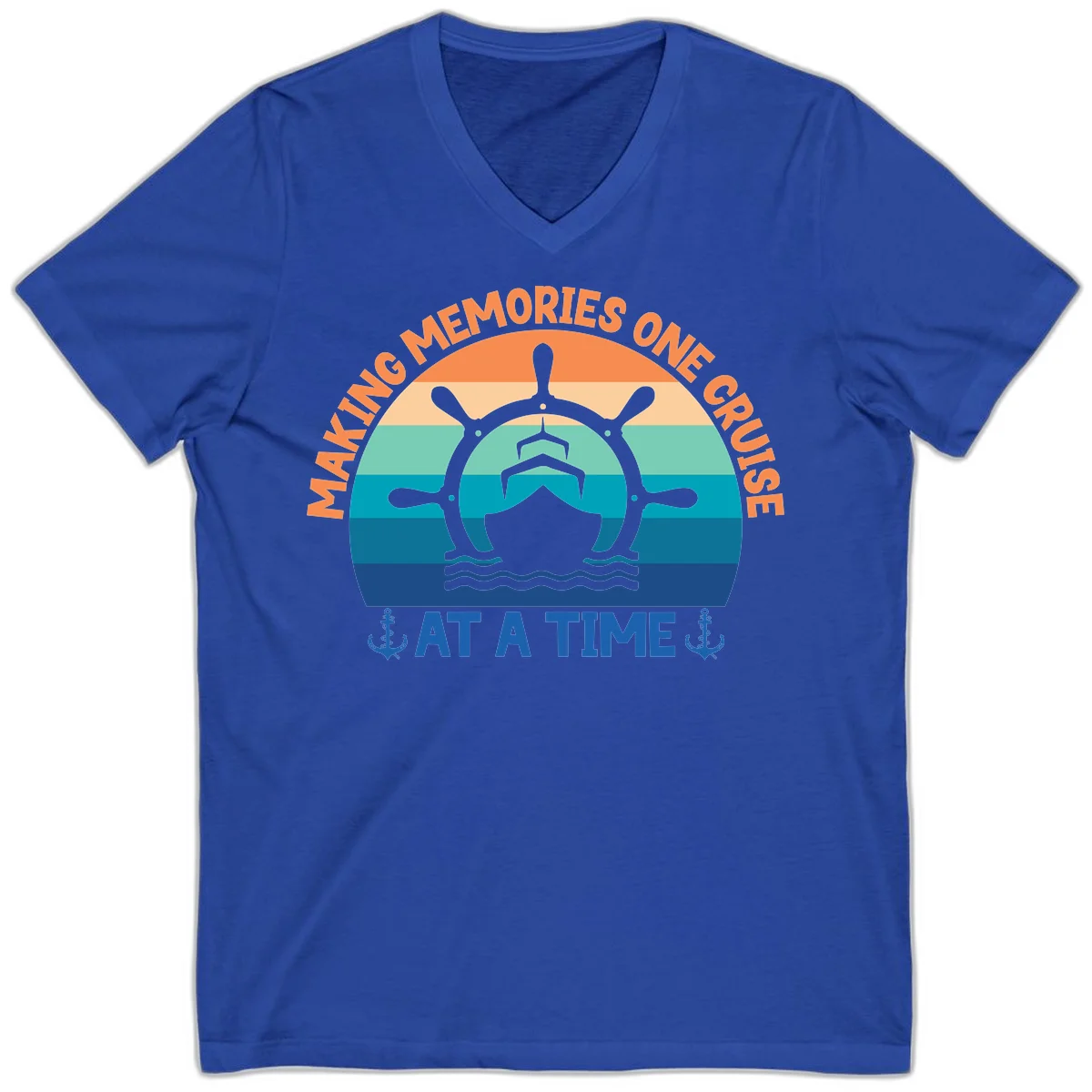 Making Memories One Cruise At A Time V-Neck in True Royal