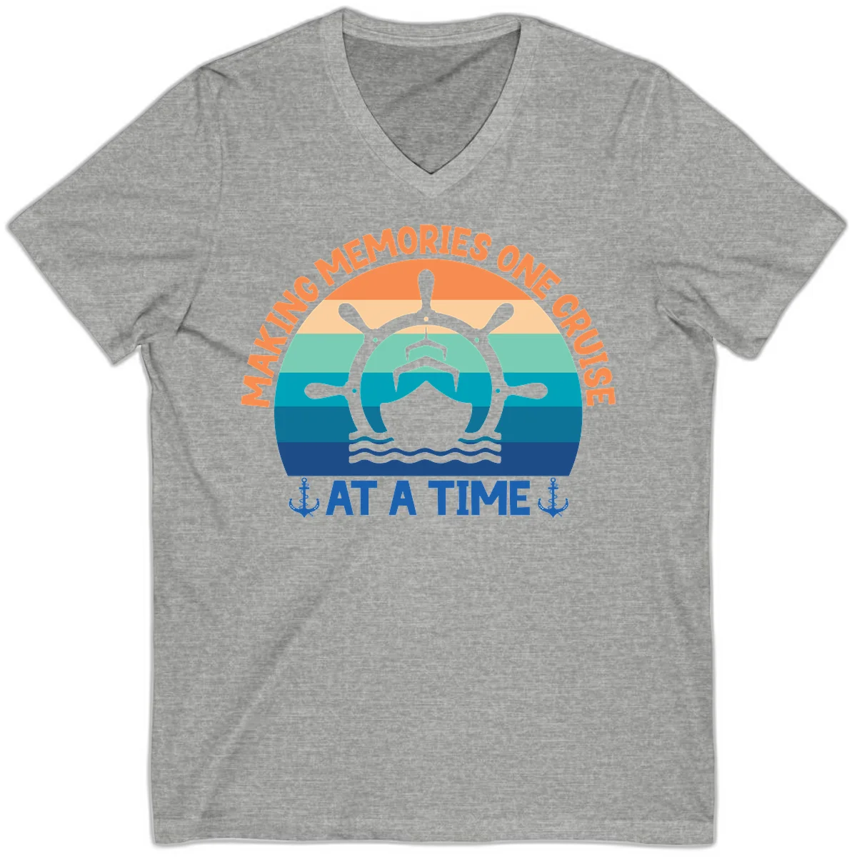 Making Memories One Cruise At A Time V-Neck in Athletic Heather