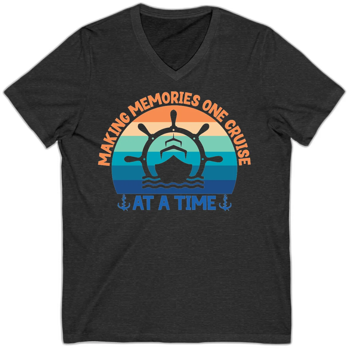 Making Memories One Cruise At A Time V-Neck in Dark Grey Heather